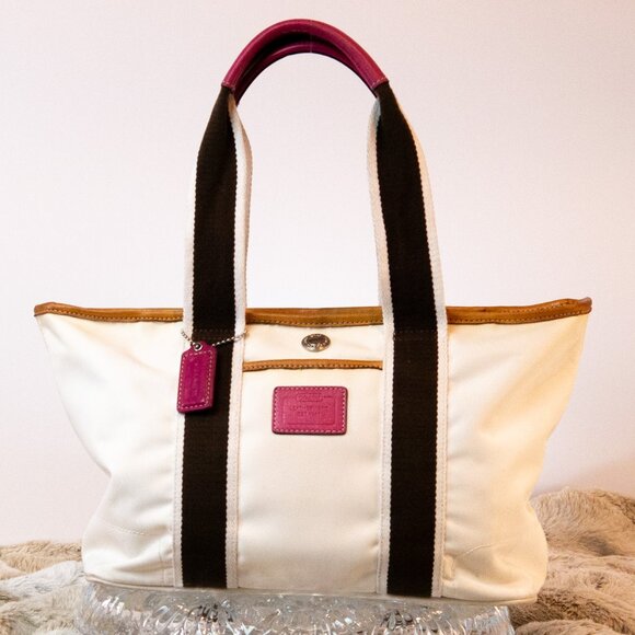 Coach Pink/Ivory Reversible Hampton Small Tote #6261 - Picture 1 of 11